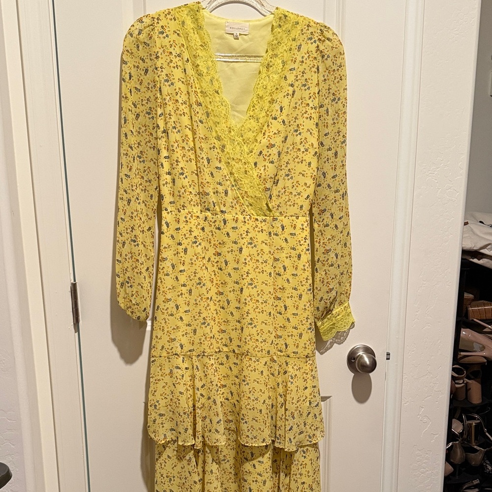 MELLODAY Yellow Floral Long Sleeve Dress